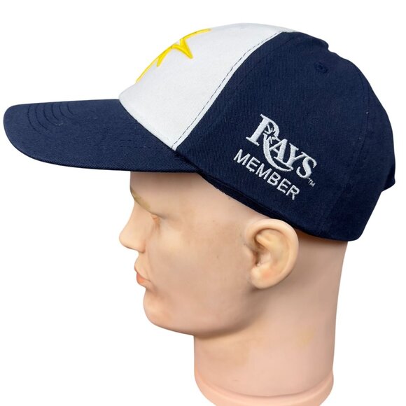 Tampa Bay Rays Member Baseball Cap Adult 58cm Navy White Strapback Embroidered - Picture 4 of 11